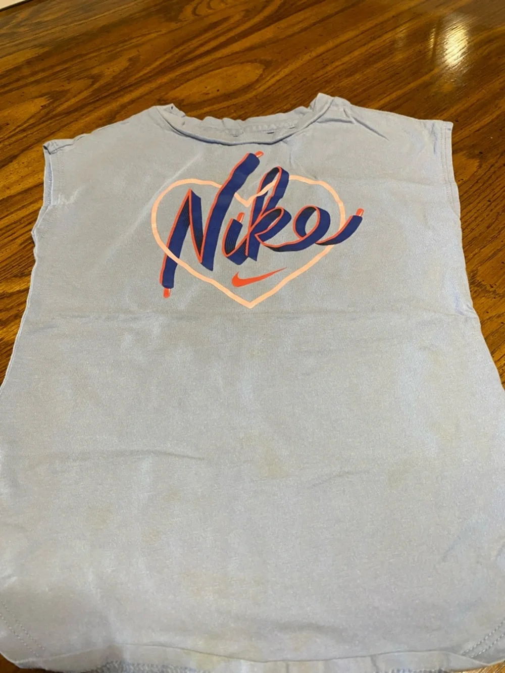 Nike Light Blue Script Tank & Coral and Royal Blue Athletic Shorts - Picture 9 of 13